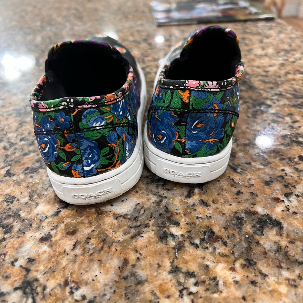 Coach Black Floral Slip-On Sneakers Loafers - Picture 2 of 5